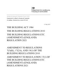 Building Act 1984. Building Regulations 2010. Building Regulations etc. (Amendment) (England) Regulations 2021. Amendment to Regulation 17(1) of the Building Regulations etc. (Amendment) (England) Regulations 2021