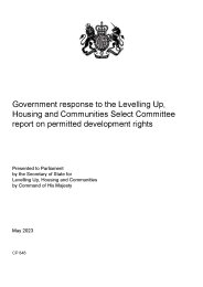 Government response to the Levelling Up, Housing and Communities Select Committee report on permitted development rights