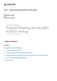 English housing survey 2021 to 2022: energy