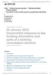 24 January 2023: Government response to key building information and parts of a building consultation sections