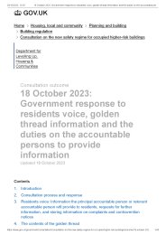 18 October 2023: Government response to residents voice, golden thread information, and the duties on the accountable persons to provide information