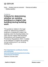 Criteria for determining whether an existing building is a higher-risk building during building work