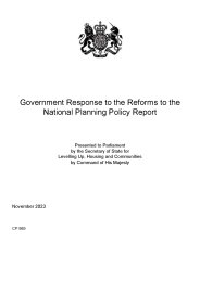 Government response to the reforms to the national planning policy report