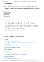 Long-term plan for towns: guidance for local authorities and town boards