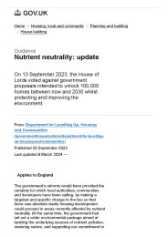 Nutrient neutrality: update