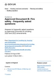 Approved Document B: Fire safety - frequently asked questions