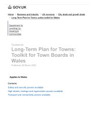 Long-term plan for towns: toolkit for town boards in Wales