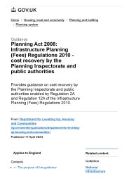 Planning Act 2008: Infrastructure Planning (Fees) Regulations 2010 - cost recovery by the Planning Inspectorate and public authorities