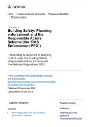 Building safety: planning enforcement and the Responsible Actors Scheme (the 'RAS enforcement PPG')