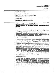 Environmental protection act 1990: part 1: new local authority and port health authority air pollution and control functions