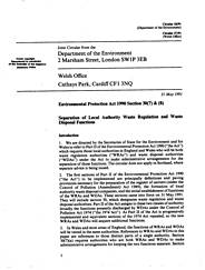 Environmental protection act 1990 section 30(7) and (8): Separation of local authority waste regulation and waste disposal functions