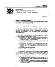 Houses in multiple occupation: guidance to local housing authorities on standards of fitness under section 352 of the housing act 1985 (Withdrawn)