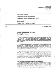 Housing and Planning Act 1986: planning provisions (Valid in Wales only)
