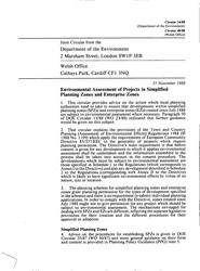 Environmental assessment of projects in simplified planning zones and enterprise zones