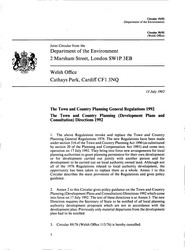 Town and country planning regulations 1992. Town and country planning (development plans and consultation) directions 1992 (Valid in Wales only)