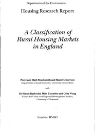 Classification of rural housing markets in England