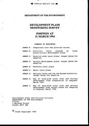 Development plans monitoring survey: position at 31 March 1994