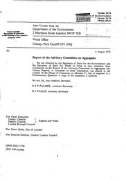 Report of the advisory committee on aggregates (Valid in Wales only)