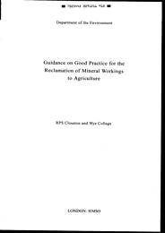 Guidance on good practice for the reclamation of mineral workings to agriculture