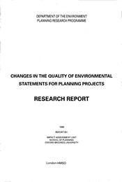 Changes in the quality of environmental statements for planning projects