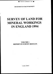 Survey of land for mineral workings in England 1994. Volume 1: report on survey results