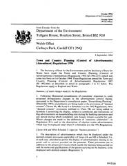 Town and Country Planning (Control of Advertisements) (Amendment) Regulations 1994 (Valid in Wales only)