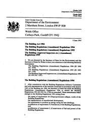 Building Act 1984. Building regulations (amendment) regulations 1994. Building regulations (amendment) regulations 1995. Building (approved inspectors etc.) (amendment) regulations 1995