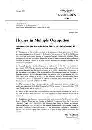 Houses in multiple occupation. Guidance on the provisions in part II of the Housing Act