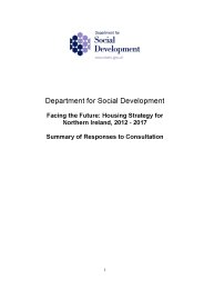 Facing the future: housing strategy for Northern Ireland, 2012 - 2017. Summary of responses to consultation