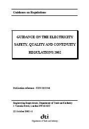 Guidance on Regulations. Guidance on the electricity safety, quality and continuity regulations 2002