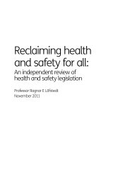 Reclaiming health and safety for all: an independent review of health and safety legislation