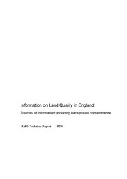 Information on land quality in England: Sources of information (including background contaminants)