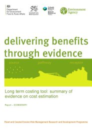 Long term costing tool: summary of evidence on cost estimation
