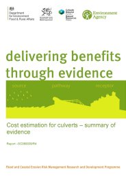Cost estimation for culverts - summary of evidence