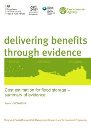 Cost estimation for flood storage - summary of evidence