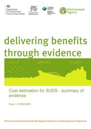 Cost estimation for SUDS - summary of evidence