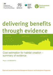 Cost estimation for habitat creation - summary of evidence