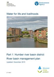 Water for life and livelihoods - part 1: Humber river basin district. River basin management plan - updated December 2015