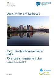 Water for life and livelihoods - part 1: Northumbria river basin district. River basin management plan - updated December 2015