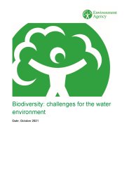 Biodiversity: challenges for the water environment