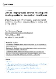 Closed loop ground source heating and cooling systems: exemption conditions