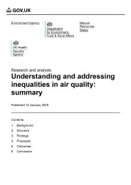 Understanding and addressing inequalities in air quality: summary