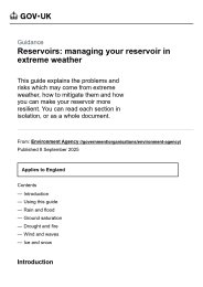 Reservoirs: managing your reservoir in extreme weather
