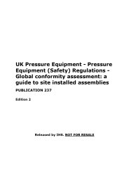 UK pressure equipment - pressure equipment (safety) regulations - global conformity assessment: a guide to site installed assemblies