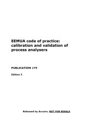 EEMUA code of practice: Calibration and validation of process analysers