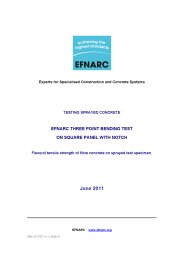 Testing sprayed concrete - EFNARC three point bending test on square panel with notch: flexural tensile strength of fibre content on sprayed test specimen