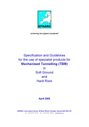 Specification and guidelines for the use of specialist products for mechanised tunnelling (TBM) in soft ground and hard rock