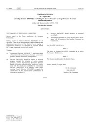 Amending Decision 2003/43/EC establishing the classes of reaction-to-fire performance of certain construction products