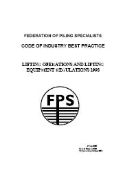 Code of industry best practice. Lifting operations and lifting equipment regulations 1998