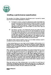 Drafting a performance specification